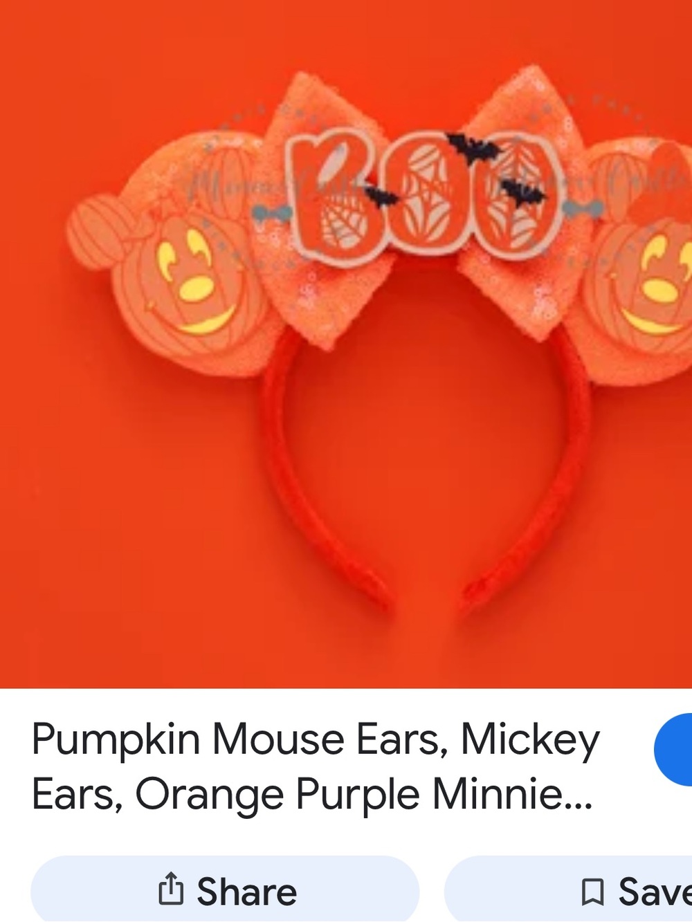 #2761**Unsex’s Orange Halloween Sequin Mouse Ear Headband